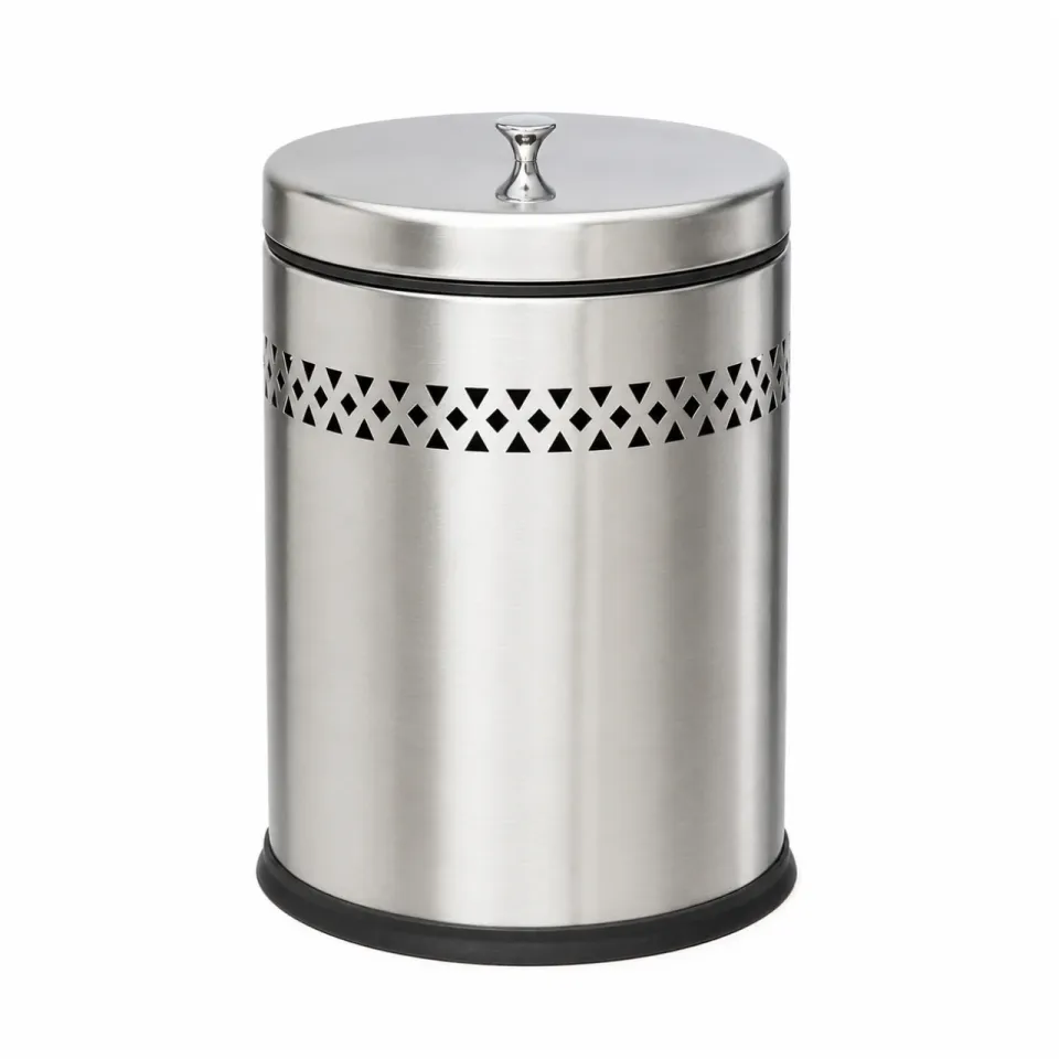 8 Lt Perforated Manual-Lid Waste Bin (Grade 304)