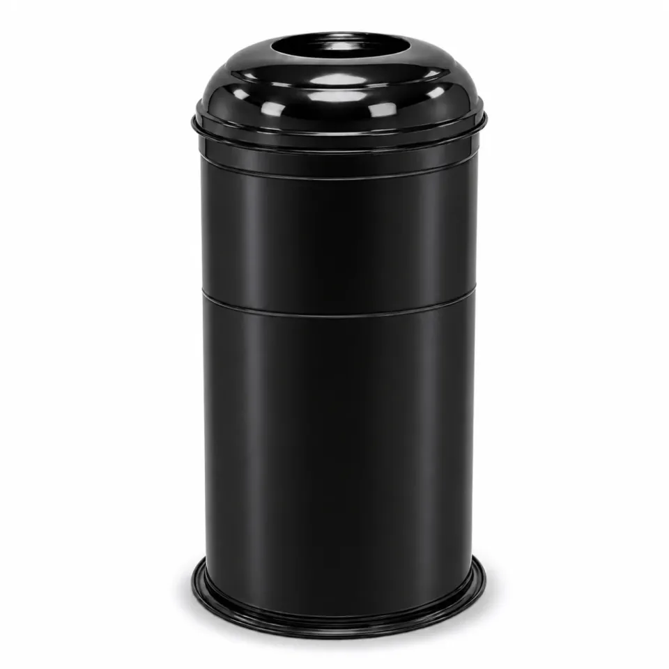 Black Domed-Lid Waste Bin