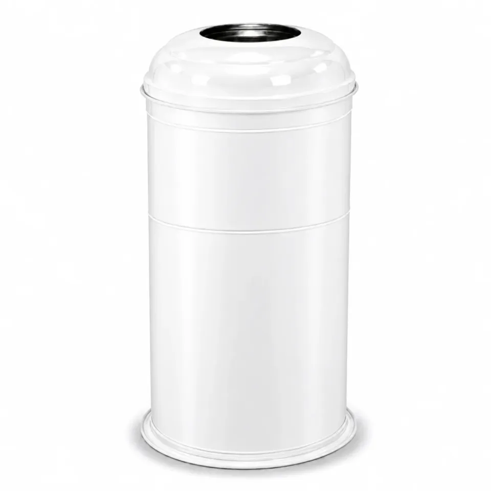 White Domed-Lid Waste Bin