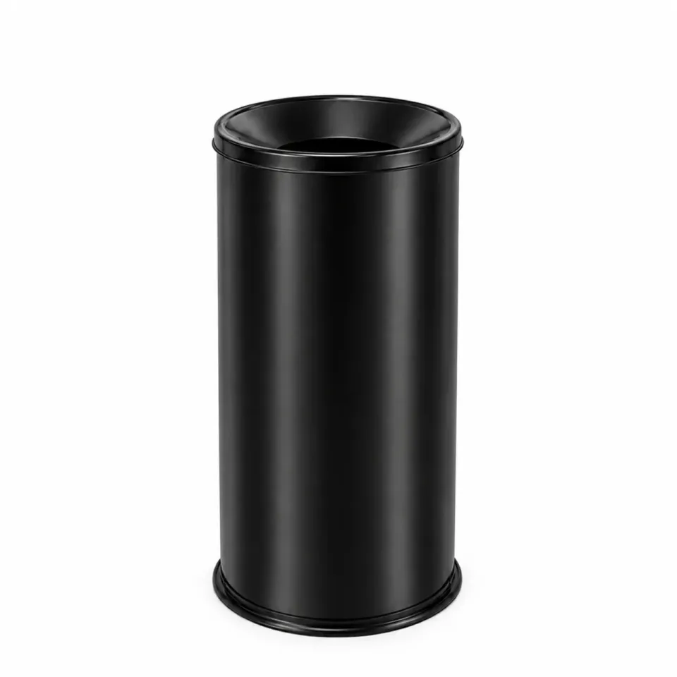 Black Flat-Lid Waste Bin
